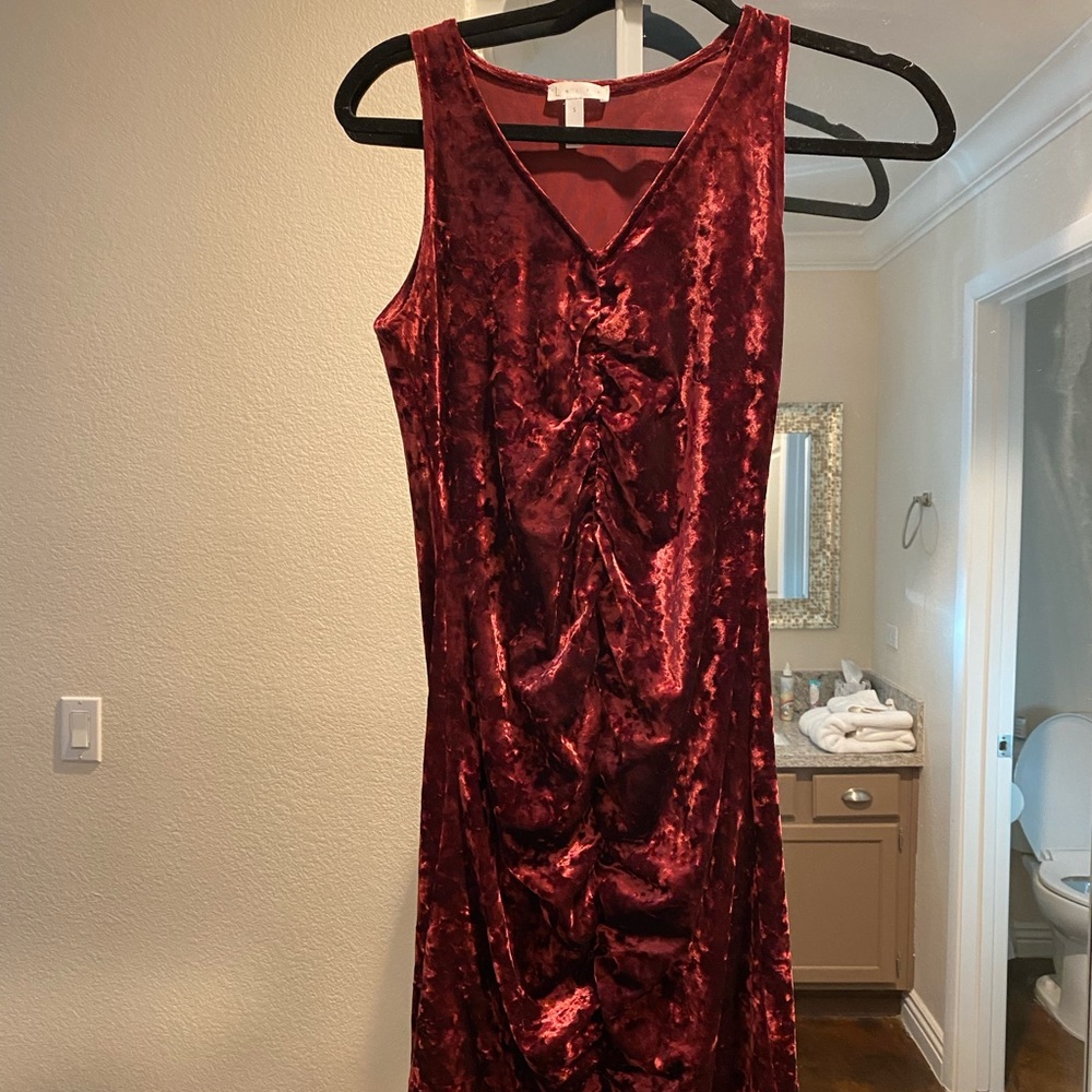Leith red velvet dress